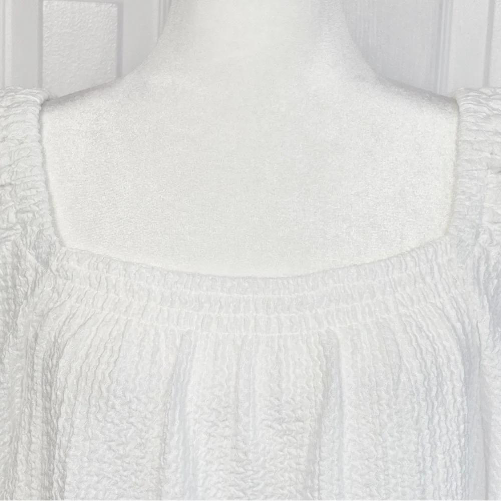 NWT Ann Taylor LOFT White Square Neck Puffed Long Sleeve Blouse XL